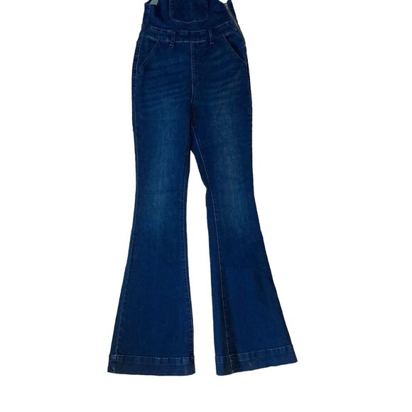 Judy Blue Flare Leg Blue Denim Bib Overalls, Women’s Size S fitted - Picture 2 of 11